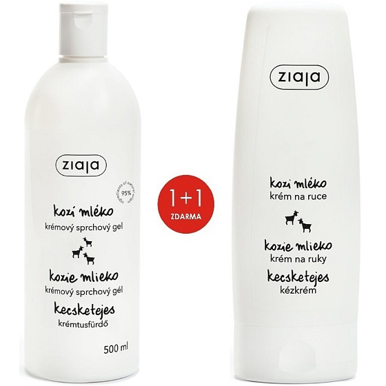 Ziaja Kozí mléko sprchový krém 500 ml + Kozí mléko krém na ruce a nehty 80 ml suchá pokožka, duopack