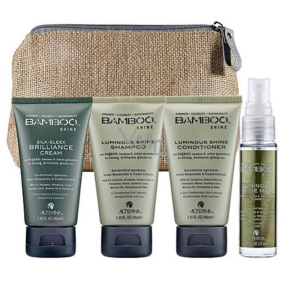 Alterna Bamboo Shine On The Go Travel šampon pro lesk vlasů 40 ml + kondicionér 40 ml + lehce tužicí krém 40 ml + olejíček pro lesk vlasů 25 ml, cestovní dárková sada