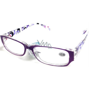 Berkeley Čtecí dioptrické brýle +3,5 plast fialové stranice s obdélníky 1 kus MC2084