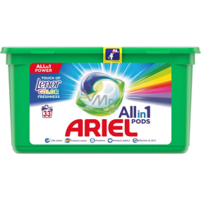 Ariel All-in-1 Pods Touch of Lenor Fresh Color gelové kapsle na praní prádla 33 kusů 785,4 g