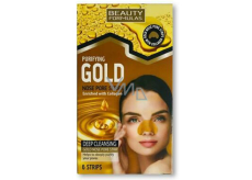 Beauty Formulas Gold zlaté čisticí pásky na nos s kolagenem a lískovým oříškem 6 kusů