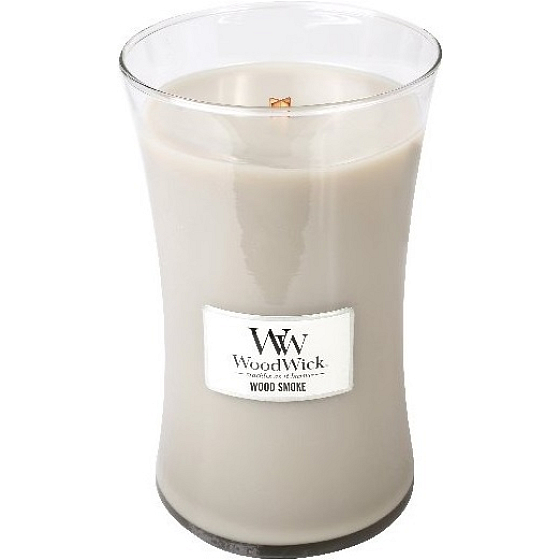 WoodWick Wood Smoke - Kouř z cedrového dřeva vonná svíčka s dřevěným knotem a víčkem sklo velká 609 g