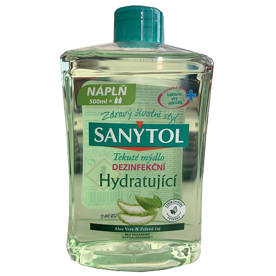 Sanytol Zelený čaj & Aloe Vera dezinfekční hydratující mýdlo na ruce 500 ml náhrada