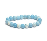 Larimar náramek elastický přírodní kámen, kulička 8 mm / 16 - 17 cm, kámen bájné Atlantidy