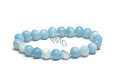 Larimar náramek elastický přírodní kámen, kulička 8 mm / 16 - 17 cm, kámen bájné Atlantidy