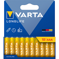 Varta Longlife AAA alkalické baterie, 10 ks