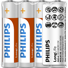 Baterie Philips Longlife 4 ks AAA R03 1,5V Baterie Philips Longlife 4 ks AAA R03 1,5V