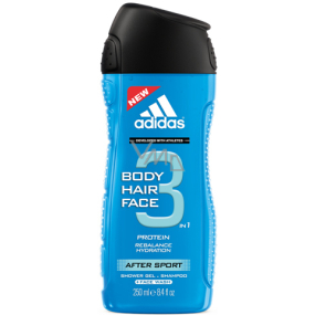 Adidas After Sport 3v1 sprchový gel na tělo, vlasy a tvář pro muže 250 ml