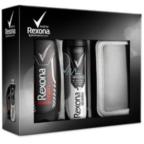 Rexona Men Invisible Black + White antiperspirant sprej pro muže 150 ml + Turbo sprchový gel na tělo a vlasy 250 ml + pouzdro na mobil, dárková sada