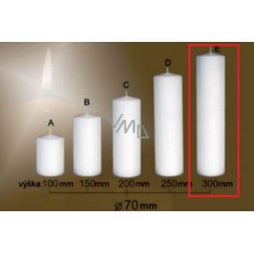Lima Gastro hladká svíčka bílá válec 70 x 300 mm 1 kus