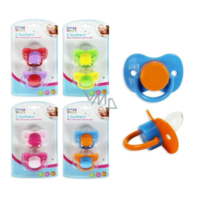 First Steps Bpa Free Ortodontické silikonové šidítko ve tvaru mašličky červeno-fialové 2 kusy