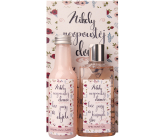 Bohemia Gifts Šípek a Růže sprchový gel 200 ml + koupelová lázeň 200 ml + dekorační obraz Nikdy neopouštěj domov bez pusy... 13 x 24 cm, kosmetická sada