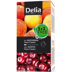 Delia Cosmetics Fruit Fantasy Meruňkový hydratační denní krém pro suchou a normální pleť 50 ml + Višeň výživný noční krém pro mastnou a smíšenou pleť 50 ml, duopack