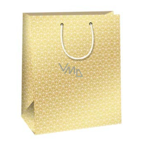Ditipo Dárková papírová taška 26,4 x 13,6 x 32,7 cm zlatá, bílé ornamenty
