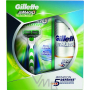 Gillette Mach3 Sensitive holicí strojek + gel na holení 200 ml, kosmetická sada, pro muže