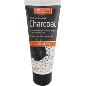 Beauty Formulas Charcoal Jíl + Aktivní uhlí pleťová maska na obličej a krk 100 ml
