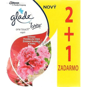 Glade One Touch Svůdná pivoňka a Višeň mini sprej náhradní náplň osvěžovač vzduchu 3 x 10 ml