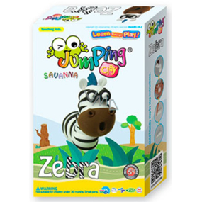 Jumping Clay Savana - Zebra samoschnoucí modelovací hmota 51 g + papírová maketa + tvořítko 5+