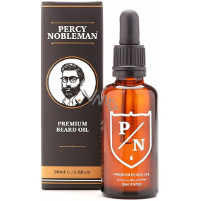 Percy Nobleman Premium Beard Oil Prémiový olej na vousy pro muže, s dřevitou vůní s jemným tónem sladké vanilky 50 ml