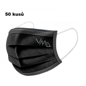 Shield Rouška 3 vrstvá ochranná zdravotní netkaná jednorázová, nízký dýchací odpor 50 kusů černé
