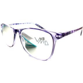 Berkeley Čtecí dioptrické brýle +3 plast fialové, postranice fialovo černé proužky 1 kus MC2223