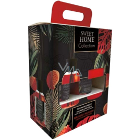 Sweet Home Černý rybíz a granátové jablko aroma difuzér s tyčinkami pro postupné uvolňování vůně 100 ml + vonná svíčka v plechové dóze 110 g, dárková sada