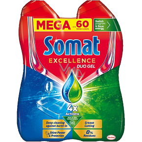 Somat Excellence Duo gel do myčky na mytí nádobí, 2× 540 ml, 60 dávek