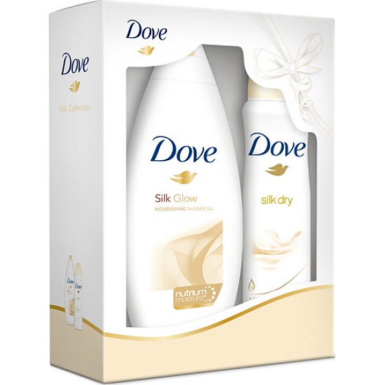 Dove Silk sprchový gel 250 ml + antiperspirant sprej 150 ml, kosmetická sada