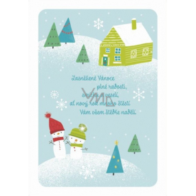 Albi Hrací přání do obálky K Vánocům Dva sněhuláci Padá sníh Milan Drobný 14,8 x 21 cm