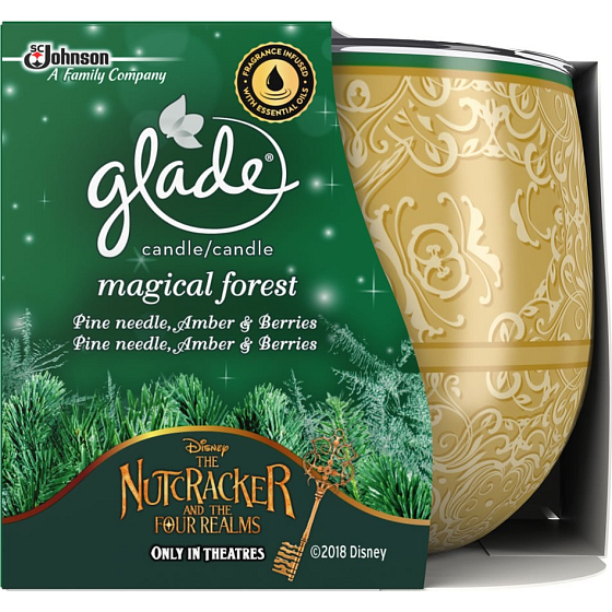 Glade Magical Forest - borové jehličí, jantar a lesní ovoce vonná svíčka ve skle, doba hoření až 30 hodin 120 g