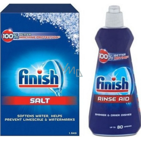 Finish Sůl do myčky 1,5 kg + Shine & Protect Regular leštidlo 400 ml, duopack