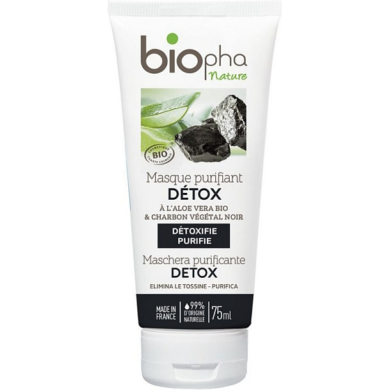BioPha Detox čisticí pleťová maska s černým uhlím 75 ml