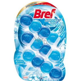 Bref Brilliant Gel All in 1 Arctic Ocean - vůně oceánu WC blok pro hygienickou čistotu a svěžest Vaší toalety, zbarvuje vodu 3 x 42 g