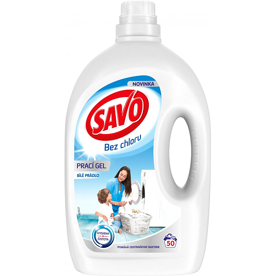 Savo Prací gel bez chloru na bílé prádlo 50 dávek 2,5 l