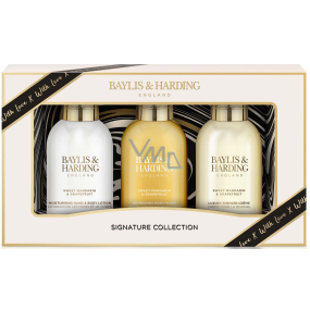 Baylis & Harding Mandarinka a Grapefruit sprchový krém 100 ml + tělové mléko 100 ml + sprchový gel 100 ml + tělová houbička, kosmetická sada pro ženy