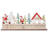 Adventní kalendář dřevěný Santa na postavení 25 x 10 cm