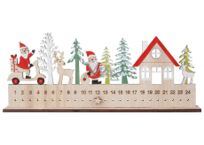 Adventní kalendář dřevěný Santa na postavení 25 x 10 cm