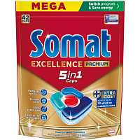 Somat tablety do myčky Excellence Premium 5v1, 42 ks