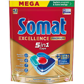Somat tablety do myčky Excellence Premium 5v1, 42 ks