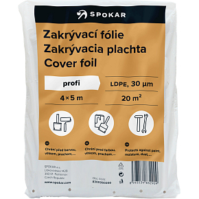 Spokar zakrývací folie na malování, 30 µ, 20 m², 4 × 5 m