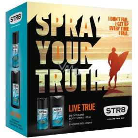 Str8 Live True deodorant sprej pro muže 150 ml + sprchový gel 250 ml, kosmetická sada