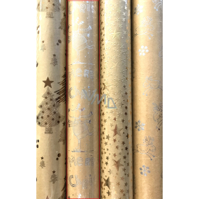 Zoewie Dárkový balicí papír 70 x 150 cm Vánoční Luxusní Luxury s ražbou stříbrný sob na bruslích s dárkem