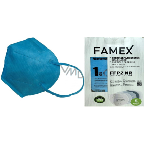 Famex Respirátor ústní ochranný 5-vrstvý FFP2 obličejová maska modrá 10 kusů