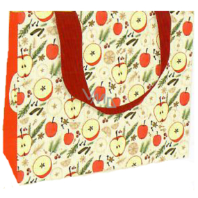 Nekupto Dárková papírová taška s ražbou 23 x 18 cm Vánoční jablíčka