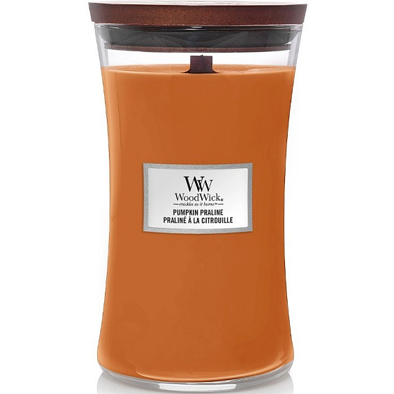 WoodWick Pumpkin Praline - Dýňová pochoutka vonná svíčka s dřevěným knotem a víčkem sklo velká 609 g