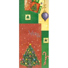 Nekupto Dárková papírová taška na láhev 36 x 12 x 8 cm Vánoční stromeček 1 kus ALH
