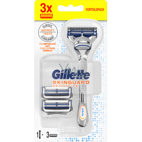 Gillette SkinGuard Sensitive holicí strojek + náhradní hlavice 3 kusy pro muže