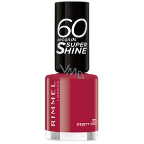 Rimmel London 60 Seconds Super Shine Nail Polish lak na nehty 313 Feisty Red 8 ml