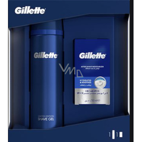 Gillette Sensitive gel na holení 200 ml + balzám po holení 50 ml, kosmetická sada, pro muže