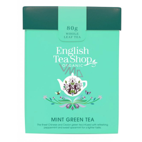 English Tea Shop Bio Zelený čaj s Mátou sypaný 80 g + dřevěná odměrka se sponou